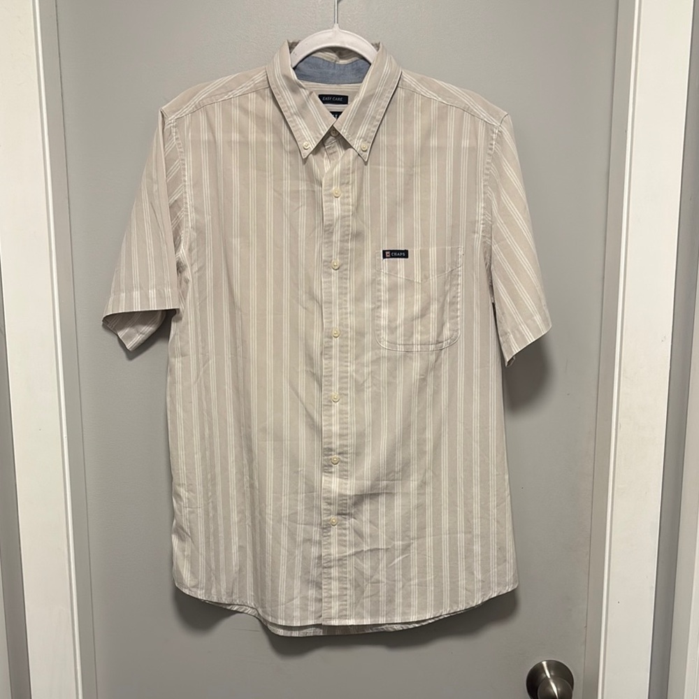 ☀️Men's Chaps Beige Striped Shirt size medium